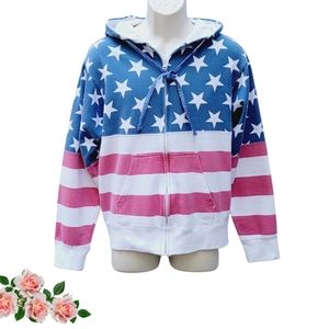 Issac's Designs Men Small Jacket Hoodie Patriotic Faded Glory American Flag